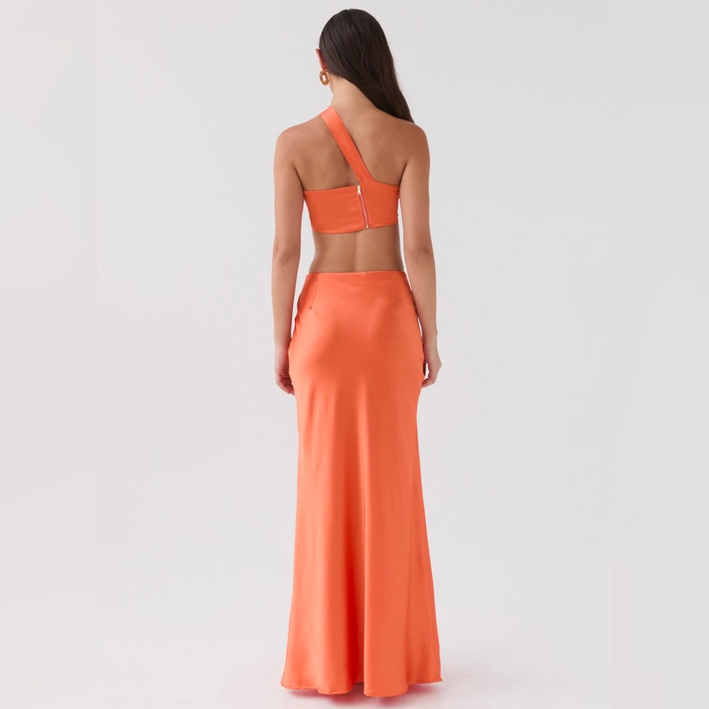 COPY - NWT Peppermayo Hidden Oasis Satin Maxi SKIRT - Tangerine - Picture 6 of 7